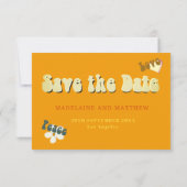 Retro 1970s Theme Wedding sparen de Datum Save The Date (Achterkant)