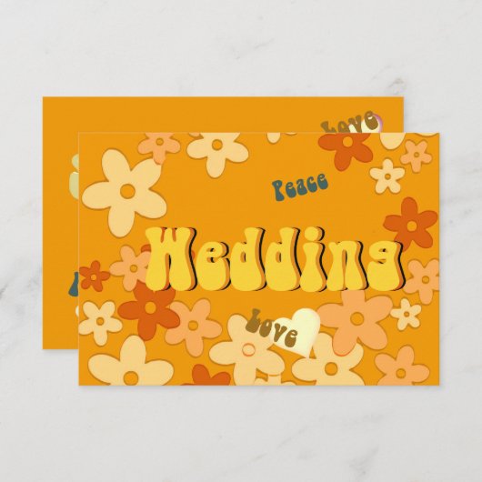 Retro 1970s Theme Wedding sparen de Datum Save The Date (Voorkant / Achterkant)