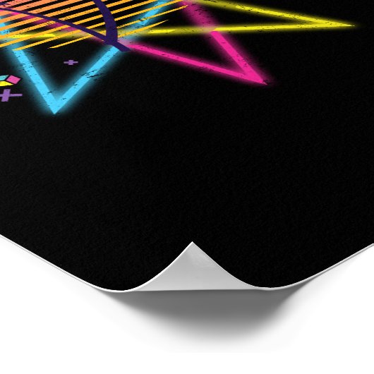 Retro 1980s 1990s Vaporwave Palm Trees Sunset Poster (Hoek)