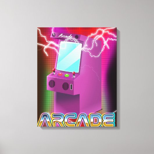 Retro 1980s arcadespel canvas afdruk (Voorkant)