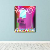 Retro 1980s arcadespel canvas afdruk (Insitu (Houten vloer))