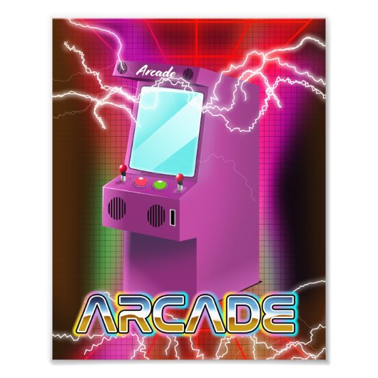 Retro 1980s arcadespel foto afdruk (Voorkant)