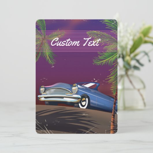 Retro 1980s Auto neon poster Kaart (Staand voorkant)