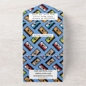 Retro 1980s Cassette Pattern Wedding All In One Uitnodiging (Buitenkant)