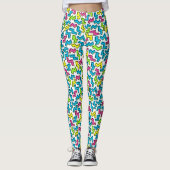 Retro 1980's Cool Cute 80s Memphis Pattern Leggings (Voorkant)