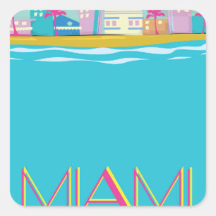 Retro 1980s Miami-reisposter Vierkante Sticker