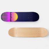 Retro 1980s synthwave gloed neon licht stad skateboard (Horizontaal)