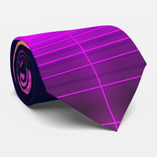 Retro 1980s synthwave gloed neon licht stad stropdas (Opgerold)