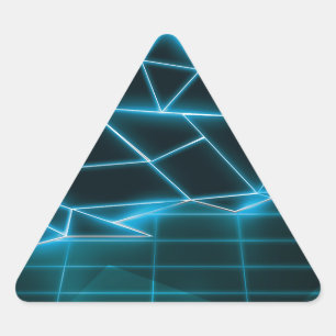 Retro 1980s videogame afbeelding Neon Blauw Driehoek Sticker