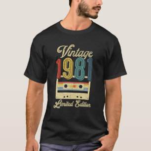 Retro 1981 Cassettebandje 41St Birthday Mus T-shirt