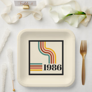 Retro 1986 40e verjaardag papieren bord strepen