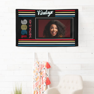 Retro 1986 Streep Kleurrijke 40e Verjaardag Spandoek