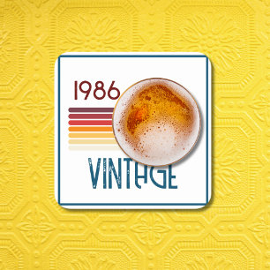 Retro 1986 Streep Zon 40e Verjaardag Vierkante Kartonnen Onderzetter