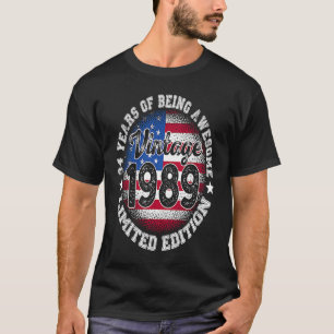  retro 1989 34th Birthday 34 Years Old Amer T-shirt