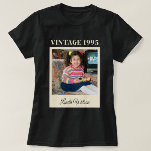 Retro 1995 Aangepaste Foto Verjaardag Script Naam T-shirt
