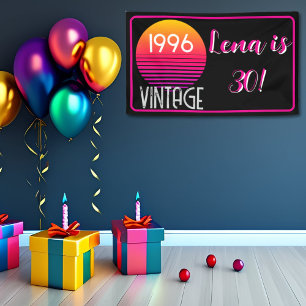 Retro 1996 Neon Streep Zon 30e Verjaardag Spandoek