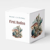 Retro 1e Eerste Rodeo Westerne Cactus Verjaardag Bedankdoosjes (Voorkant Zijde)
