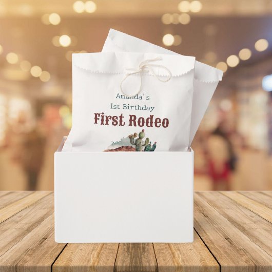 Retro 1e Eerste Rodeo Westerne Cactus Verjaardag Bedankzakje