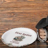 Retro 1e Eerste Rodeo Westerne Cactus Verjaardag Papieren Bordje