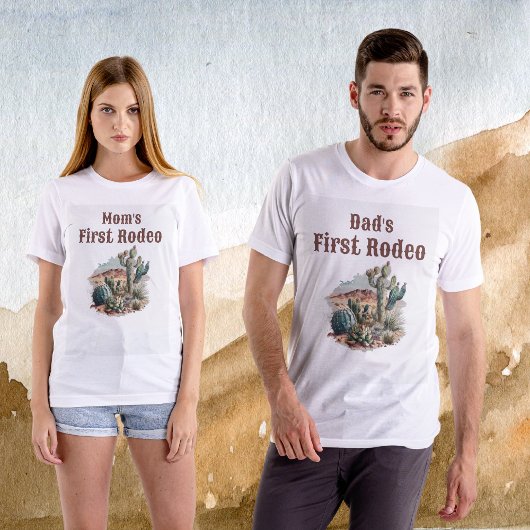 Retro 1e Eerste Rodeo Westerne Cactus Verjaardag T-shirt