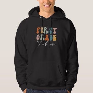 Retro 1st Grade Vibes Back To School Teacher Stude Hoodie