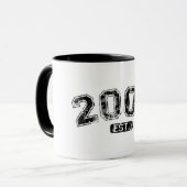 Retro 2000 Grunge Est. Vastgesteld grafisch Mok (Voorkant links)