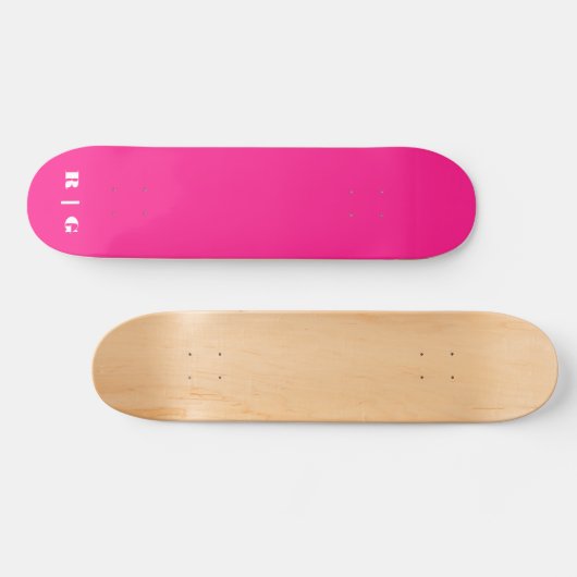 Retro 2000's Hot-Pink aangepaste monogram Initiaal Skateboard (Horizontaal)