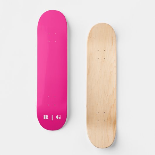 Retro 2000's Hot-Pink aangepaste monogram Initiaal Skateboard (Voorkant)