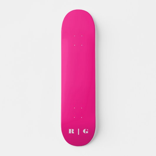 Retro 2000's Hot-Pink aangepaste monogram Initiaal Skateboard (Voorkant)