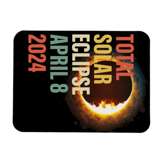 Retro 2024 Totale Zonsverduistering April 8 Magneet (Horizontaal)