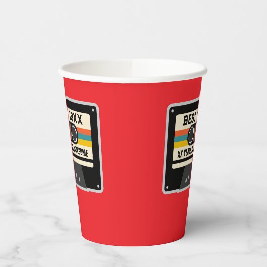 Retro 20e 30e 40e 50e 60e 70e verjaardagsfeest papieren bekers (Links)