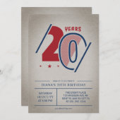 Retro 20e verjaardag kaart (Voorkant / Achterkant)