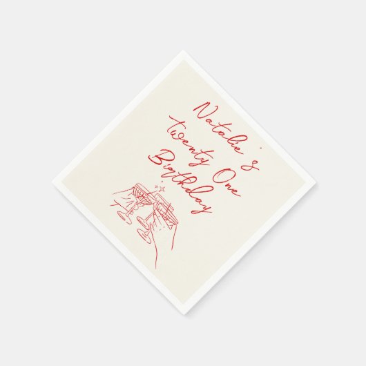 Retro 21e Hand Getrokken Martini Leuk Verjaardagsf Servet (Hoek)