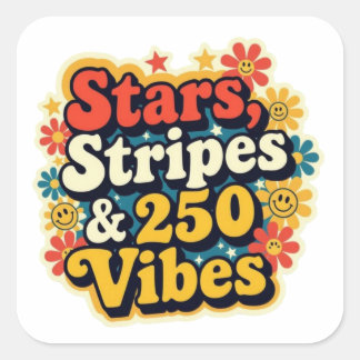 Retro 250ste 4 juli patriottische vibes vierkante sticker