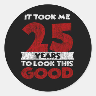 Retro 25 Jaar Oude Grappige 25e Verjaardagscadeau Ronde Sticker