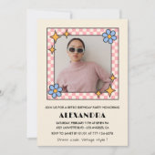 Retro 26e anniversaire invitation Photo Blue Flora (Devant)