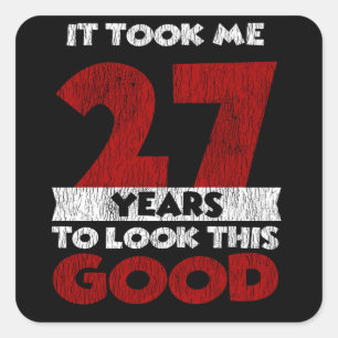 Retro 27 Jaar Oud Funny 27e Verjaardagscadeau Vierkante Sticker