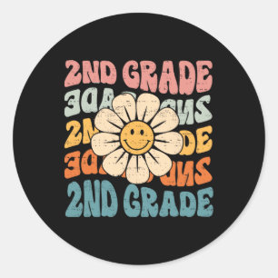 Retro 2e klas terug naar school tweede klas eerste ronde sticker