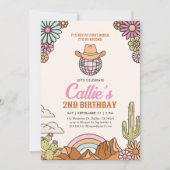 Retro 2e Rodeo Western Girl Invitation d'anniversa (Devant)