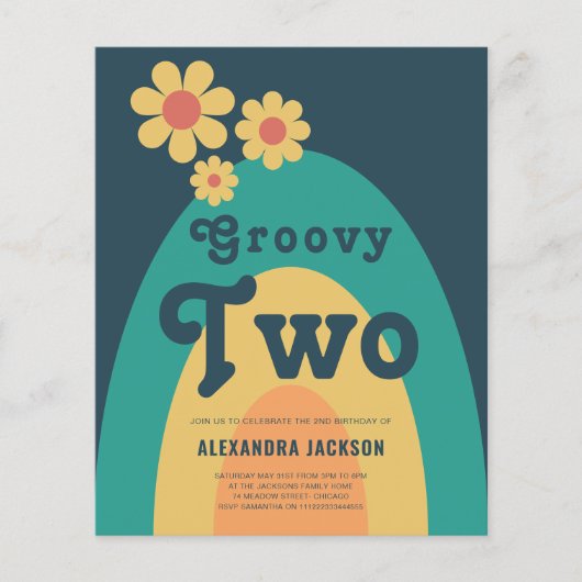 Retro 2e verjaardagsfeestje budget flyer (Voorkant)