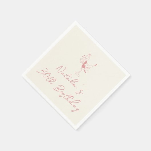 Retro 30e Roze Hand getrokken Milestone Fun Verjaa Servet (Hoek)