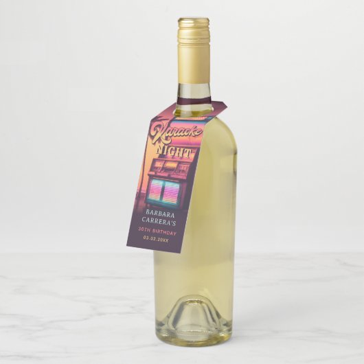 Retro 30e verjaardag Karaoke Party Flessenhanger (Schuin)