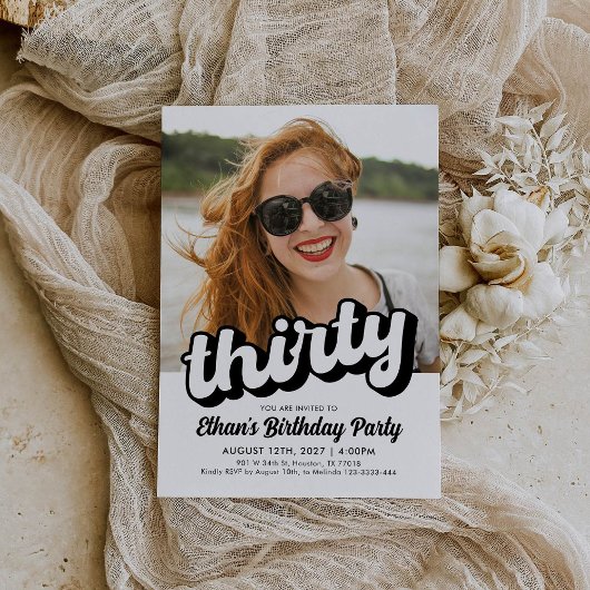 Retro 30th Birthday Invitation | Trente anniversai