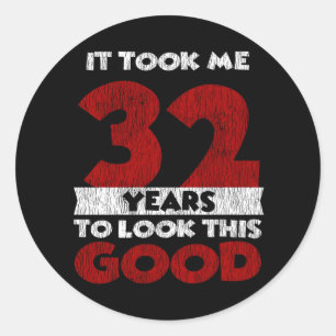 Retro 32 Jaar Oude Grappige 32e Verjaardagscadeau Ronde Sticker