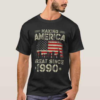 Retro 32nd Birthday USA Vlag maakt Amerika groot T-shirt