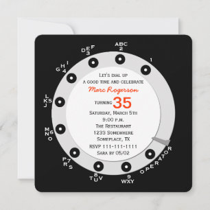 Retro 35e Verjaardagsfeestuitnodiging Rotary Dial Kaart
