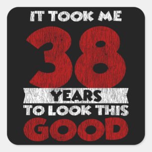 Retro 38 Jaar Oude Grappige 38e Verjaardagscadeau Vierkante Sticker