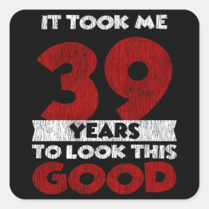 Retro 39 Jaar Oude Grappige 39e Verjaardagscadeau Vierkante Sticker