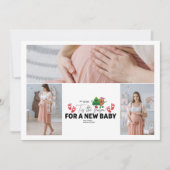 Retro 3 Foto 'Tis het Seizoen Zwangerschapsaankond Feestdagenkaart (Voorkant)