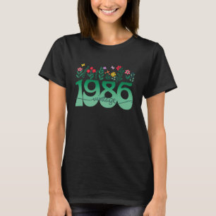 Retro 40 Jaar Oud Jaar 1986 Bloem 40ste Verjaardag T-shirt